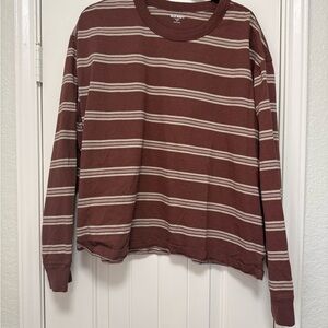 Old Navy Brown and Cream Striped Cropped Top